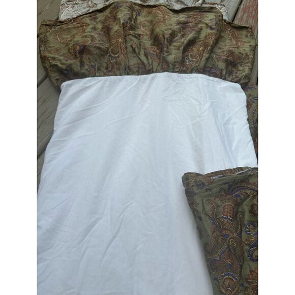 Ralph Lauren  Chaps  Beekman Place Queen Bedskirt Green & Brown Paisley - Picture 9 of 9